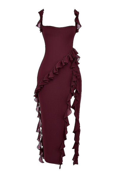 DALILA | VESTIDO LARGO CON VOLANTES
