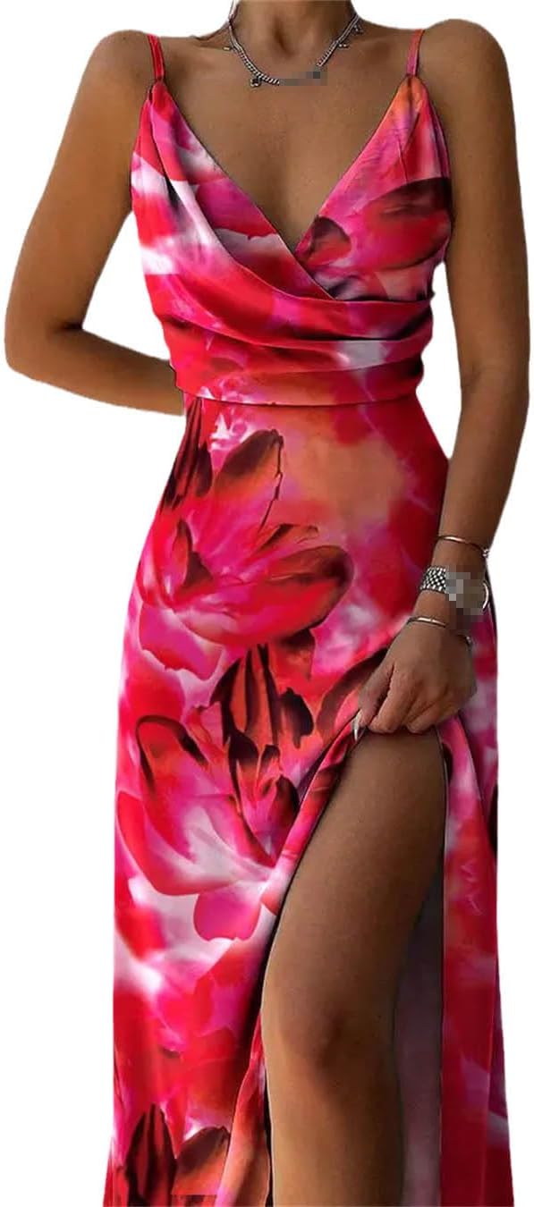 Vestido largo sin espalda estampado para mujer