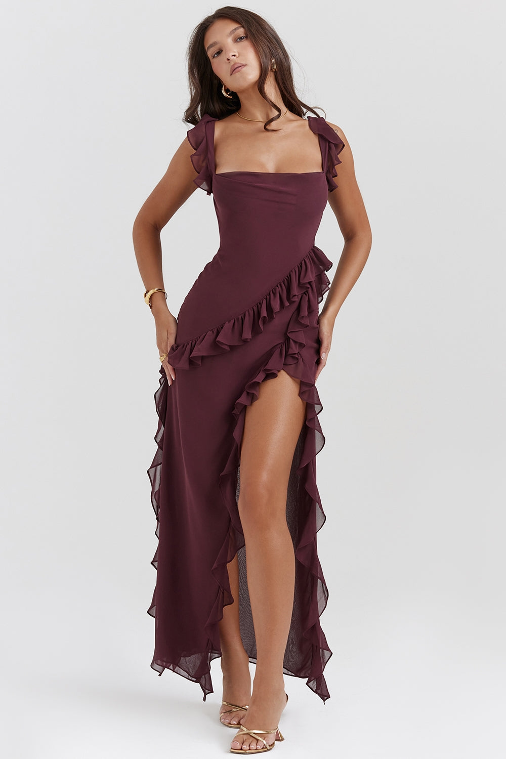 DALILA | VESTIDO LARGO CON VOLANTES
