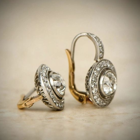 Pendientes vintage de plata con zirconia