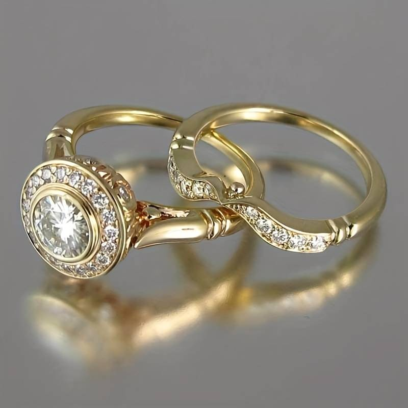 Anillo vintage de oro y circonio