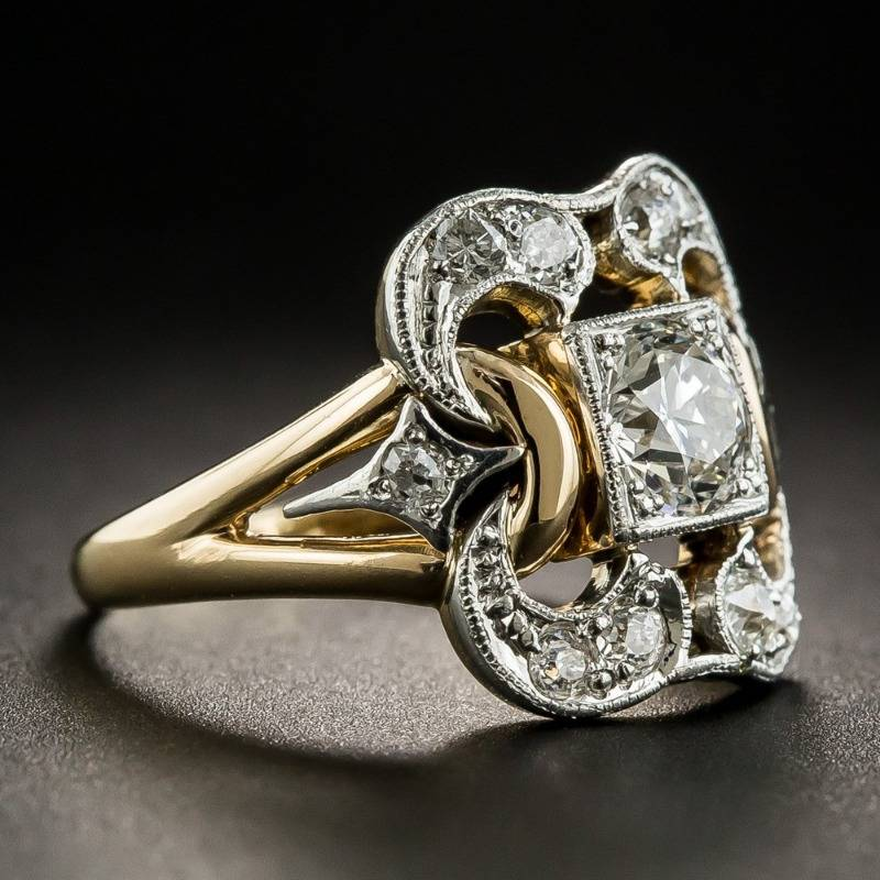 Anillo vintage de oro con zirconio