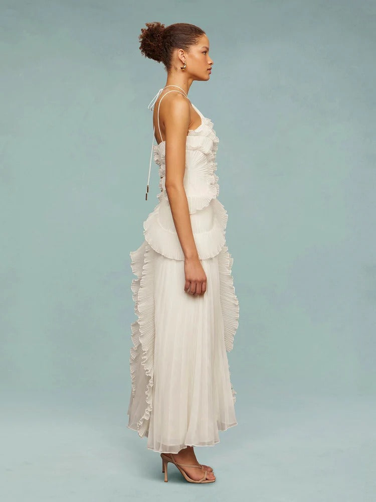 OLAYA | VESTIDO LARGO CON VOLANTES