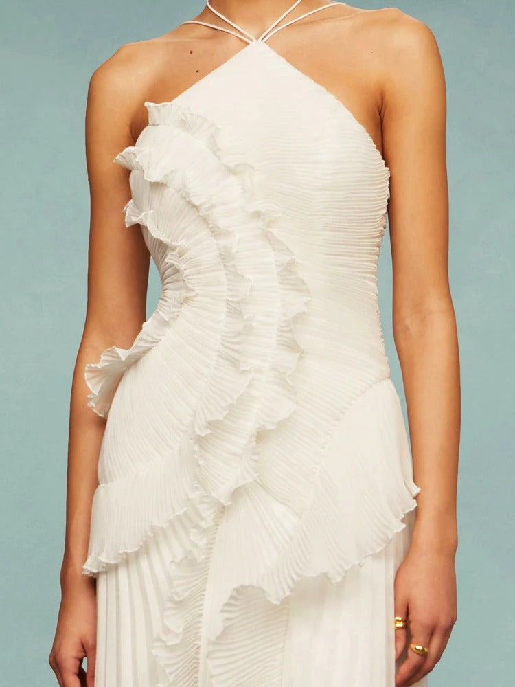OLAYA | VESTIDO LARGO CON VOLANTES